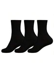 Kit 18 Pairs Of Black High-Top Socks For Men And Women, Unisex - Black - View 8