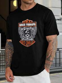 Camiseta de manga corta para abuelo motero genial - Camiseta divertida de abuelo motorista - Regalo para abuelo motorista - Camiseta negra de algodón suave para hombres jóvenes - Ropa para entusiastas de las motos - Negro - Ver 1