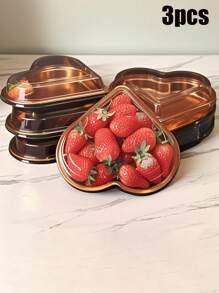 10 Heart-Shaped Plastic Trays With LIDS - Multi-Purpose Large-Capacity Snack Containers, Suitable For Fruits, Sushi, Vegetables, Salads And Cheese Boards - Transparent Design, Golden Border - Perfect For Parties, Festivals And Gifts