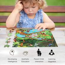 100pcs Animal Theme Jigsaw Puzzle, Educational Learning Puzzle Game, Preschool Toy, Birthday & Christmas Gift