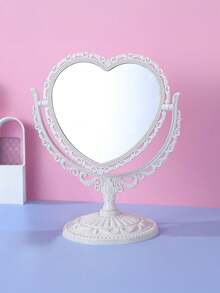 1pc Elegant European Style Double-Sided Makeup Mirror(Plastic Housing), Design And Decoration Craftsmanship, Desktop Love Double-Sided Makeup Mirror, Valentine'S Day Wedding, Birthday Party, Bathroom Accessories, Retro Decoration, Home Dressing Mirror, Room Decoration Aesthetics, Home Decor - Multicolor - View 16