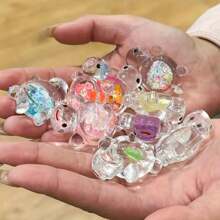 10 pièces Pendentif de tortue de mer lumineux et pailleté, breloques à thème anime sous emballage opaque en acrylique, convient pour créations de bijoux, colliers, boucles d'oreilles, porte-clés, décoration intérieure et extérieure, sans alimentation électrique, idéal pour Noël, Pâques, Thanksgiving, décoration de tortue de mer