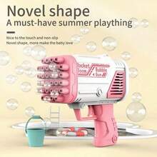 火箭泡泡枪男孩女孩32孔儿童礼物酷玩具加特林大泡泡机（不包电池和泡泡液） - 彩色 - 查看 4