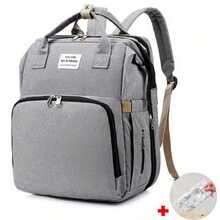 Baby Changing Bag Diaper Bag Large Nappy Backpack With Portable Changing Mat UK - Grey - View 1