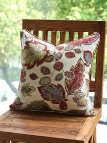 1pc Jacquard Decorative Cushion Cover (No Insert), Modern Floral Jacquard Throw Pillow Case, Suitable For Home, Sofa, Bed Decoration Throughout The Year, Spring/Summer/Autumn/Winter - Multicolor - View 3
