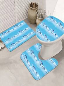 1/4 pièces Ensemble de rideau de douche PEVA de salle de bain, imperméable et anti-salissure, livré avec 12 crochets de rideau, convient pour toutes les saisons, comprend un tapis de bain, un tapis de toilette en U, un couvre-siège de toilette, un séparateur de salle de bain et des accessoires décoratifs pour la décoration moderne de la maison, la décoration de la salle, les accessoires de salle de bain, la rentrée des classes