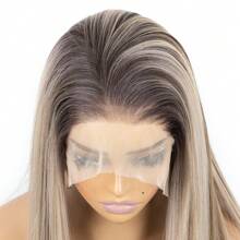 Blonde Ombre 13x4 Synthetic Lace Front Wigs For Women 22 Inch Long Straight Glueless Kanekalon Hair Resistant Synthetic Hair Wigs Free Part 150% Density HD Transparent Wear And Go Wigs Heat Resistant Fiber Wigs For Women Daily Party Vacation Holiday Use