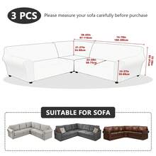 5 Seat Sofa Cover L Shape Recliner Sofa Covers, 3-Piece L Shape Corner Sectional Couch Sofa Cover Knitted Jacquard Lounge Stretch Printed Curved Elastic Recliner Sofa Furniture Slipcover Printed Protector For Home Living Room - Màu Xám nhạt - Xem 2