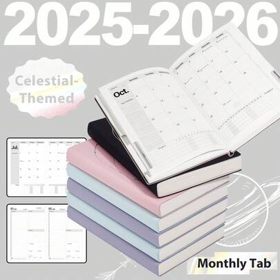 Planificador semanal y mensual 2025-2026, 8*6 pulgadas, 204 hojas, agenda de planificación diaria con espiral para aumentar la productividad, regreso a la escuela y oficina