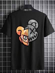 Manfinity Homme Men's Cartoon Graphic T-Shirt - 黑色 - 查看 1