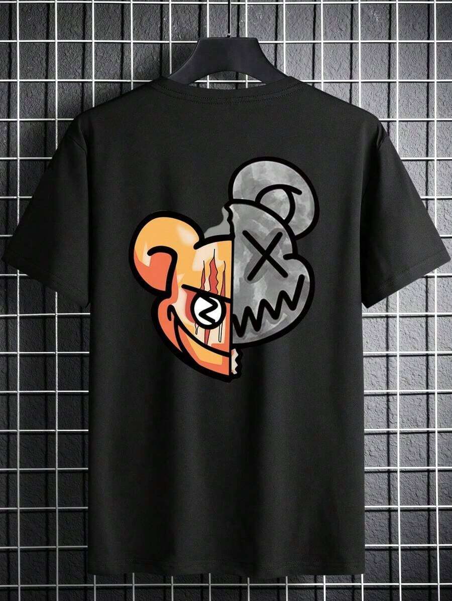 Manfinity Homme Men's Cartoon Graphic T-Shirt - 黑色 - 查看 1