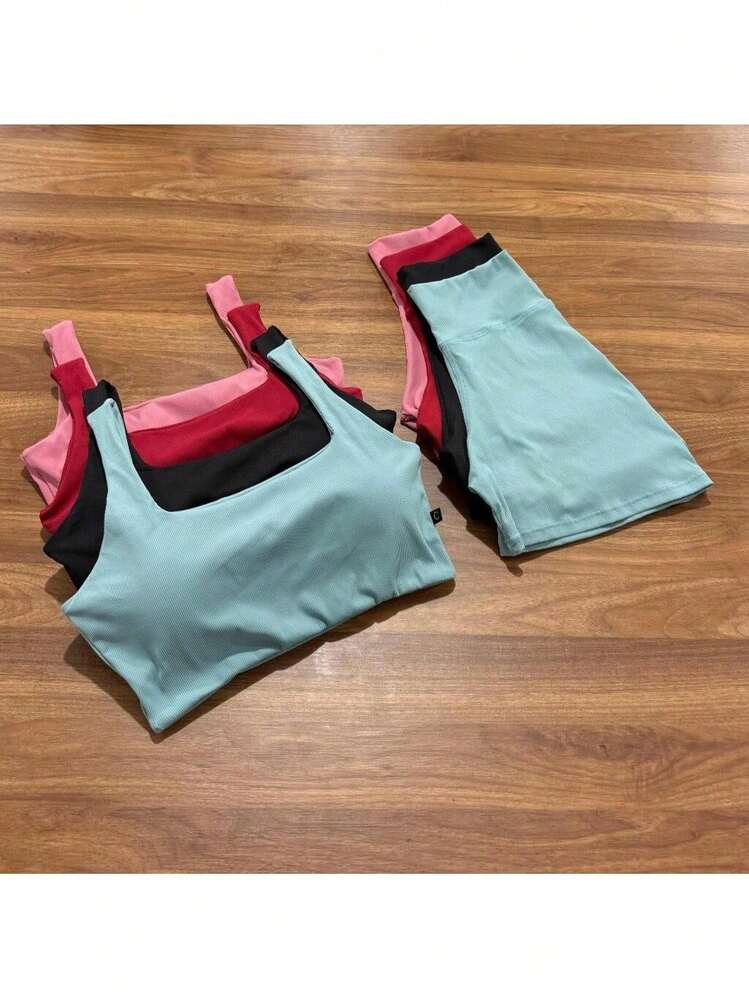 Conjunto Fitness Short Azul Bebê - Azul bebê - Visão 3