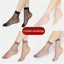 10 Pairs Women's Ankle High Sheer Socks For Women Nylon Socks Soft Tight Hosiery With Reinforced Toe - Black - View 10