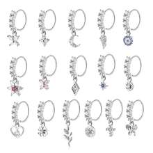 Pendentif d'anneau de nez en acier inoxydable 316L, bijou de nez à porter au quotidien pour femmes - Argent - Voir 1