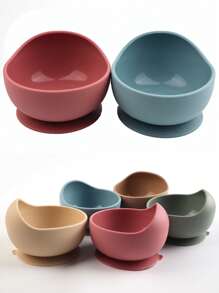Thickened Silicone Bowl, Suction Cup Bowl Heat-Resistant Food Bowl, Feeding Tableware Complementary Food Bowl,