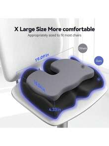 Seat Cushion, Memory Foam Cushion For Office Chair, X Large Desk Chair Cushions, Pad Pillow Seat Cushion For Tailbone Pain Relief & Pressure Relief Sciatica For Long Sitting - Black - View 11