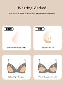 1 para samoprzylepnych damskich majtek bikini Samoprzylepne wkładki laktacyjne do biustonoszy, strojów kąpielowych lub bikini z dużym biustem, pogrubione, niewidoczne, odpowiednie do strojów kąpielowych, bikini i biustonoszy push-up, zwykłe wkładki laktacyjne, wkładki do biustonoszy