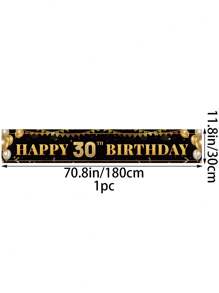 1pc Black Gold Balloon Pattern Happy 18th 30th 40th 50th 60th Birthday Banner, 18th Birthday Party Background Decoration Supplies, 30th Birthday Party Favor, 40th Birthday Decor Birthday Backdrop, 50th Birthday Gift, 60th Birthday Home Decor Room Decor Birthday Background Cloth, Indoor Outdoor Fence Banner