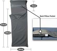 Frelaxy Sleeping Bag Liner, XL Travel Sheet &Amp; Camping Sheet For Backpacking, Hotel, Hostels &Amp; Traveling, Comfy &Amp; Easy Care, Full-Length Zipper/No Zipper - Dark Gray - No Zipper - View 4