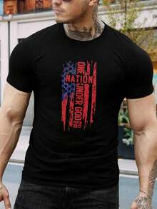 Camiseta patriótica de EE. UU. para hombres y jóvenes - Camiseta cristiana con versículo bíblico del Salmo - Camiseta gráfica de manga corta con orgullo estadounidense - Regalo de Dios bendiga a América - Negro - Ver 1