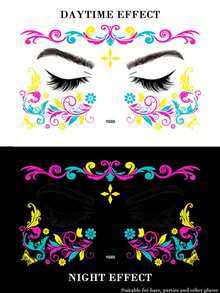Sticker Pack: 5/3/1pc Essential For Fashion Leader! Neon Headpiece Decorative Stickers, Perfect For Music Festivals, Costume Parties, Graduation/Back To School Parties, Your Exclusive Nightclub Look, Express Your Personalized And Let Your Beauty Shine At Night! - MultiWarna - View 14