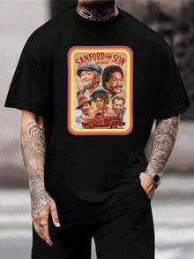 Camiseta retro de la serie de TV Sanford e Hijo - Camiseta negra de manga corta para hombre Fred Lamont - Camiseta informal de gran talla - Regalo para papá - Favorito de los fans - Negro - Ver 1