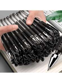 6支/套中性0.5毫米子弹头/针头圆珠笔，黑色，水性墨水，适合学生、考试、办公使用 - 黑色 - 查看 11