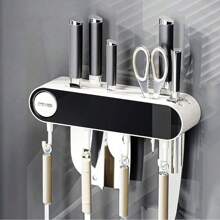 Multifunctional Kitchen Knife Rack - With Sharpener Stone - Easy To Install And Use - Space-Saving And Stylish Kitchen Storage Rack
