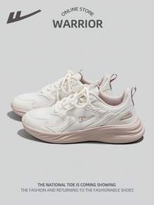 WARRIOR 1 Pair Women's Casual Sport Mesh Breathable Lace Up Soft Sole White Outdoor Sneakers - Baby Pink - View 3