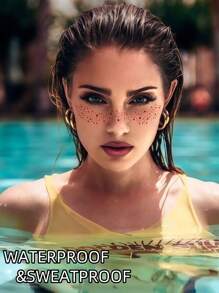 6 Blatt rote glitzernde Sommersprossen Gesichts-Tattoos, funkelnde Sommersprossen-Glitzer-Tattoos mit Herz-, Punkt- und Stern-Muster, rote wasserfeste Glitzer-Temporäre Tattoos für Erwachsene, tägliches Make-up für Reisen, Festivals und Partys