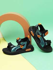 Sandalias de playa para adolescentes, zapatos de senderismo casuales, zapatillas deportivas para el campus, con correa de para un uso fácil, ligeros y transpirables cómodos (Patrón de letra asimétrico en la parte superior, texto SPORT de color asimétrico, entrega aleatoria)