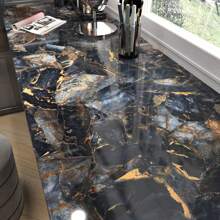 1 Roll Of Dark Blue Marble Patterned PVC Self-Adhesive Wallpaper, Detachable Contact Paper For Peeling And Pasting, Modern Style Wallpaper, Suitable For Living Room, Bedroom, TV Background, Porch, Dining Room And Home Decoration, Easy To Install