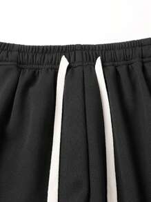 Pantalones cortos de verano tipo casual y deportivo para adolescentes, con cintura elástica y cordón, en diseño minimalista de unicolor con estampado de letras