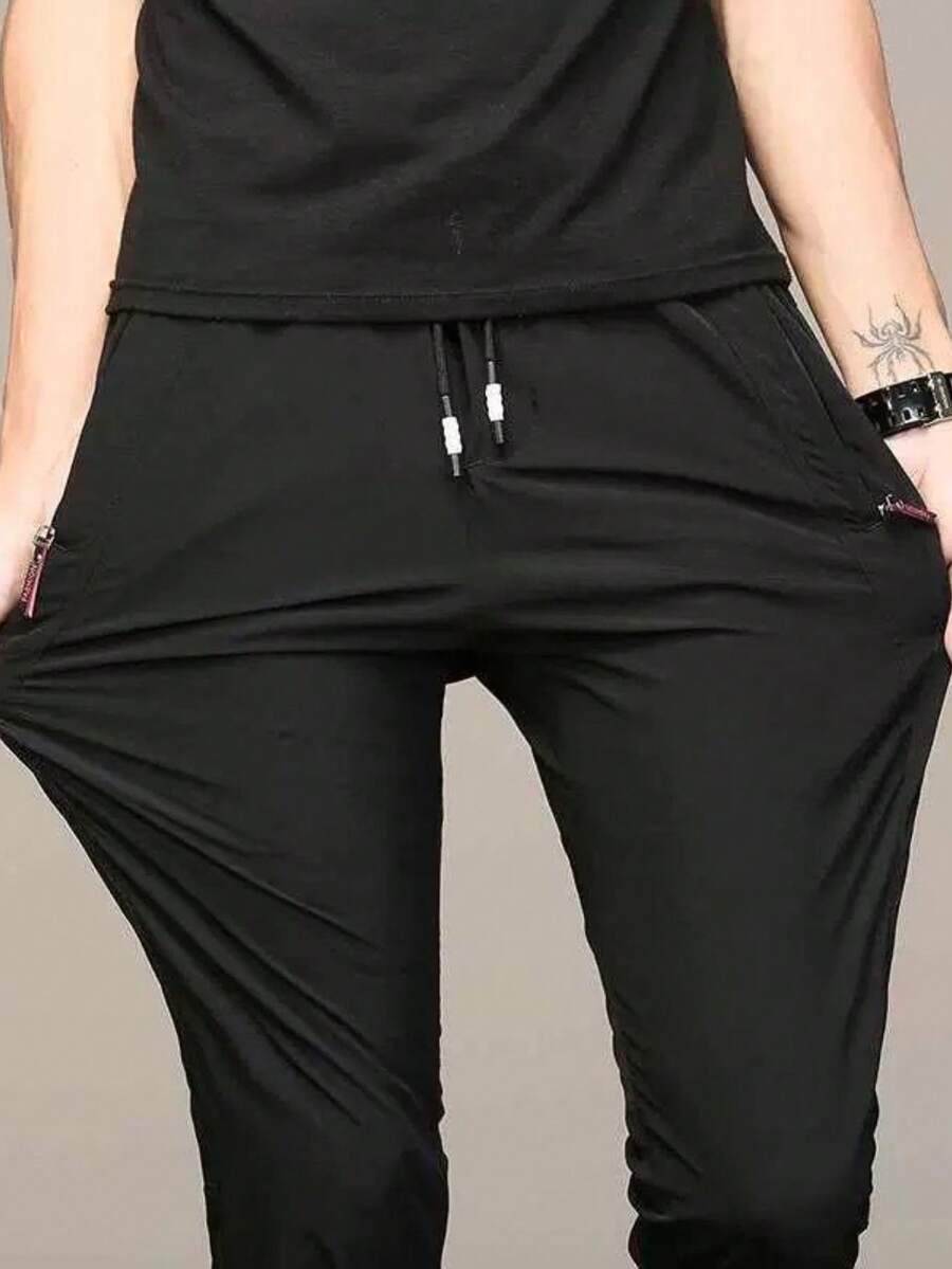 2308# MEN'S PANTS AND SHORTS, QUICK DRYING, SPORTY, CASUAL - 黑色 - 查看 1