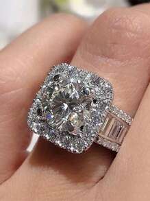 1 Stück glamouröser S925 Sterling Silber Cubic Zirkonia Ring, Verlobungsschmuck für Frauen, hochwertiger Schmuck