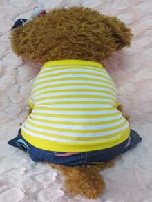 2025新款条纹连体衣宠物衣服小型犬春秋款贵宾犬比熊犬幼犬防脱毛服