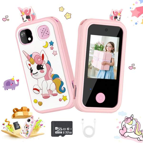 Kids Smart Phone For Girls, Unicorns Gifts For Girls Toys 3-12 Years Old Phone Touchscreen Learning Toy,Festival Birthday Gifts For 3 4 5 6 7 8 9 10 11 12 Year Old Girls Boys