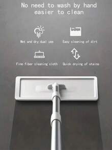 1 Set Family Cleaning Brush Kit Includes 3pcs Mop Cloths, Removable Mop Head, Extendable Handle With Bucket, Hand Wash Cloth, Suitable For Tile, Wood Flooring, Marble Mop Cleaning Supplies, Ideal Gift - Grey - View 10