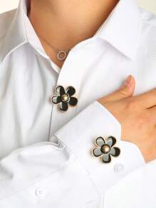 2 stuks/set manchetknopen voor shirts en jurken dames schattige perzikbloesem bloemen knoophoezen naadloze mouw knoopclip decoratie mode geschenken strik decoratie kleding accessoires
