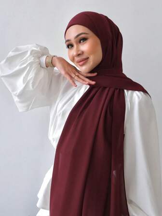 1 Pieza Bufanda de unicolor para mujer, pañuelo de gasa para uso diario casual con vestido