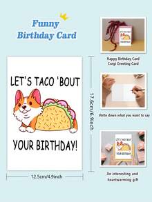 1pc Happy Birthday Card Corgi Greeting Card,Corgi Funny Happy Birthday Cards, Let's Taco Bout Your Birthday Card, Taco Corgi Dog Birthday Gift