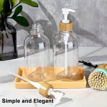 1/2 Pieces Clear Soap Dispenser, Bathroom Hand Soap And Lotion Dispenser Set With Bamboo Pump, 16 Ounces Plastic Hand Soap And Dish Soap Dispenser Set For Kitchen, Refillable Liquid Soap Bottle, Countertop Lotion Bottle, Bathroom Hand Soap Dispenser, (For Shampoo, Shower Gel, Conditioner), Bathroom Accessories Back To School