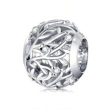 WOSTU 1pc 925 Sterling Silver Metal Round Bead Scroll Pattern Pendant, Anti-Oxidation Jewelry For Women, Compatible With Original Bracelet DIY - Silver - View 17