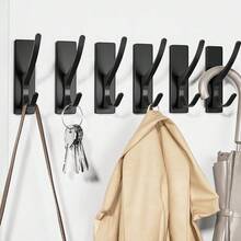 New Self Adhive Coat Hooks For Hanging: Heavy Duty Stainls Wall Hook For Towel, Backpack, Hat, Sturdy Metal Hanger, 6-Pack, Matt Black - 黑色 6 件裝 - 查看 1