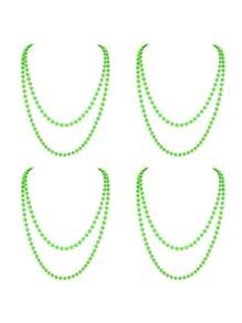 D EXCEED 1/2/4/5 PCS 1980s Long Neon Bead Nekalce For Women Neon Party Costume Accessories For Women Neon Artificial Bead Necklace Solid Color Bride Weddings Masquerade Festival Decorations Gifts