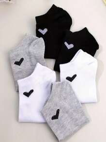 3 Pairs Unisex Heart Design Ankle Socks, Minimalist Solid Heart Pattern, Thin, Moisture-Wicking, Breathable, Suitable For Daily Casual, Outdoor Sports, Hiking