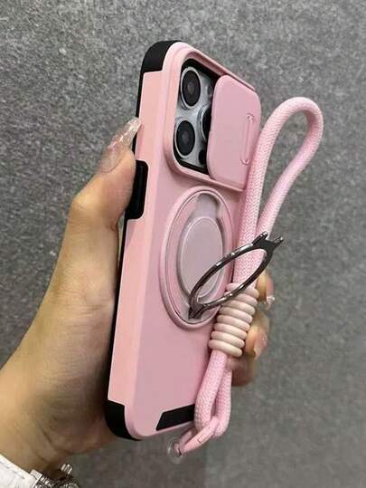 新款高端磁吸式可拆卸支架手机壳，兼容苹果 17/15/16 Pro Max/14 Pro，带挂绳，磨砂质感，也兼容 13/12 和 11/15 Plus