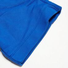 Adidas Women Plain Logo Short Hooded Sweatshirt HK7235 - Blue - View 4