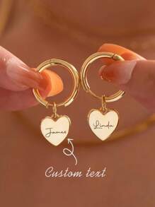 Brincos de coração personalizados, brincos pendurados com nome gravado, brincos com iniciais douradas, presente para madrinha de casamento, brinco para mulheres, presente de aniversário para ela