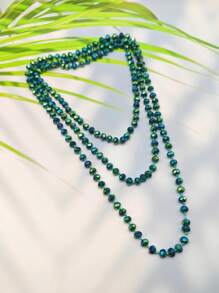 1pc 1.5m Long Crystal Beads Knotted Multi-Layer Simple Daily Wear Necklace For Women